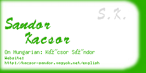 sandor kacsor business card